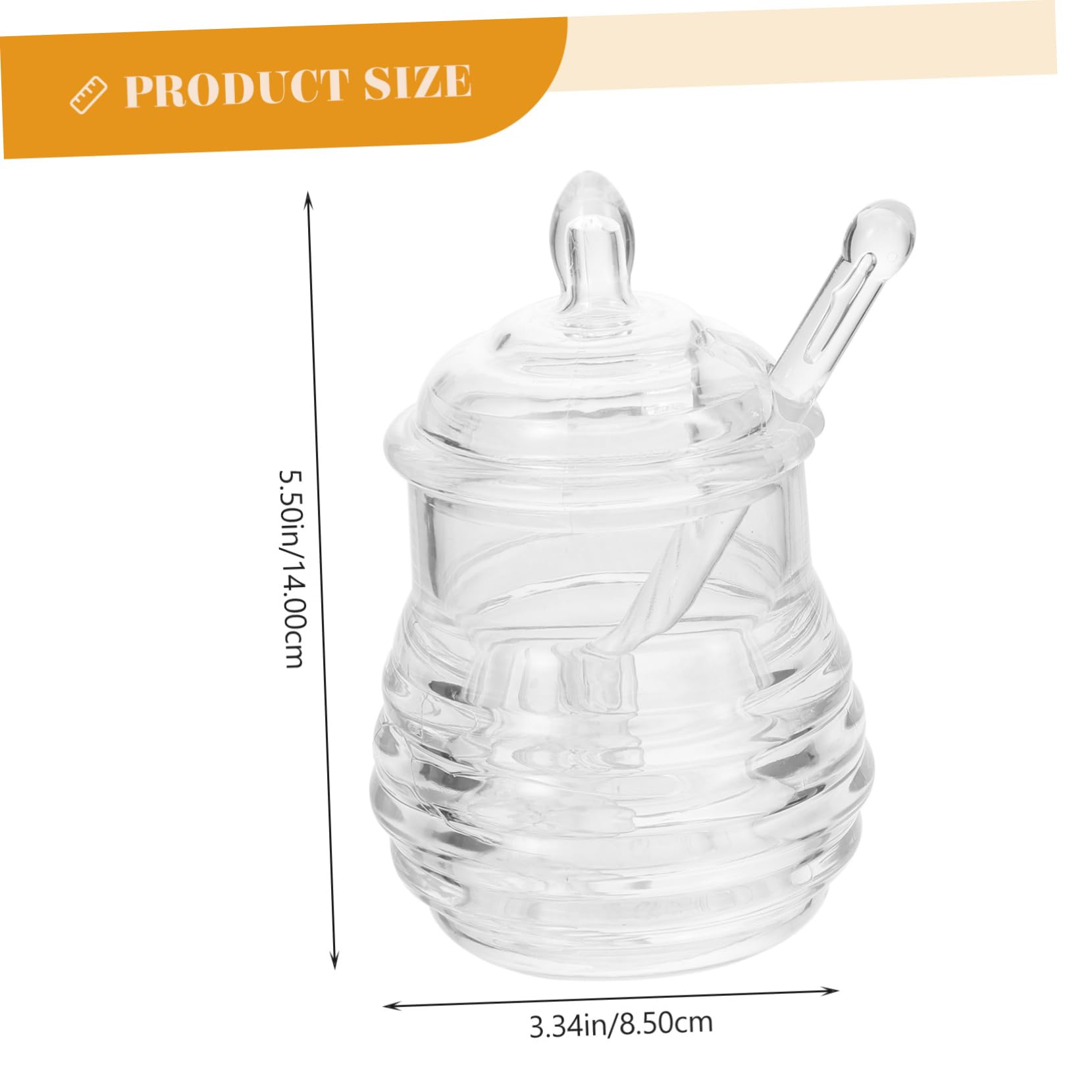 Healifty 1Set Clear Plastic Honey Storage Jar with Dipper Honey Pot Dispenser for Kitchen Honey Jar with Stirring Rod for Honey Syrup and Jam Storage