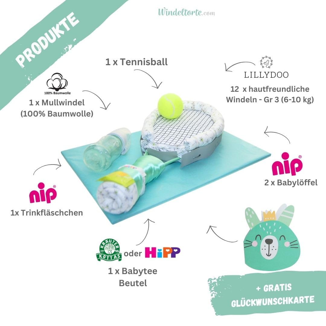 Tennis [SPORTSKANONE] - Jungen & Mädchen - Neutral Unisex - Geschenk zur Geburt - Babyparty - Baby - Babyshower - Pullerparty - Babyartikel - Babyartikel - Lätzchen - Spucktuch