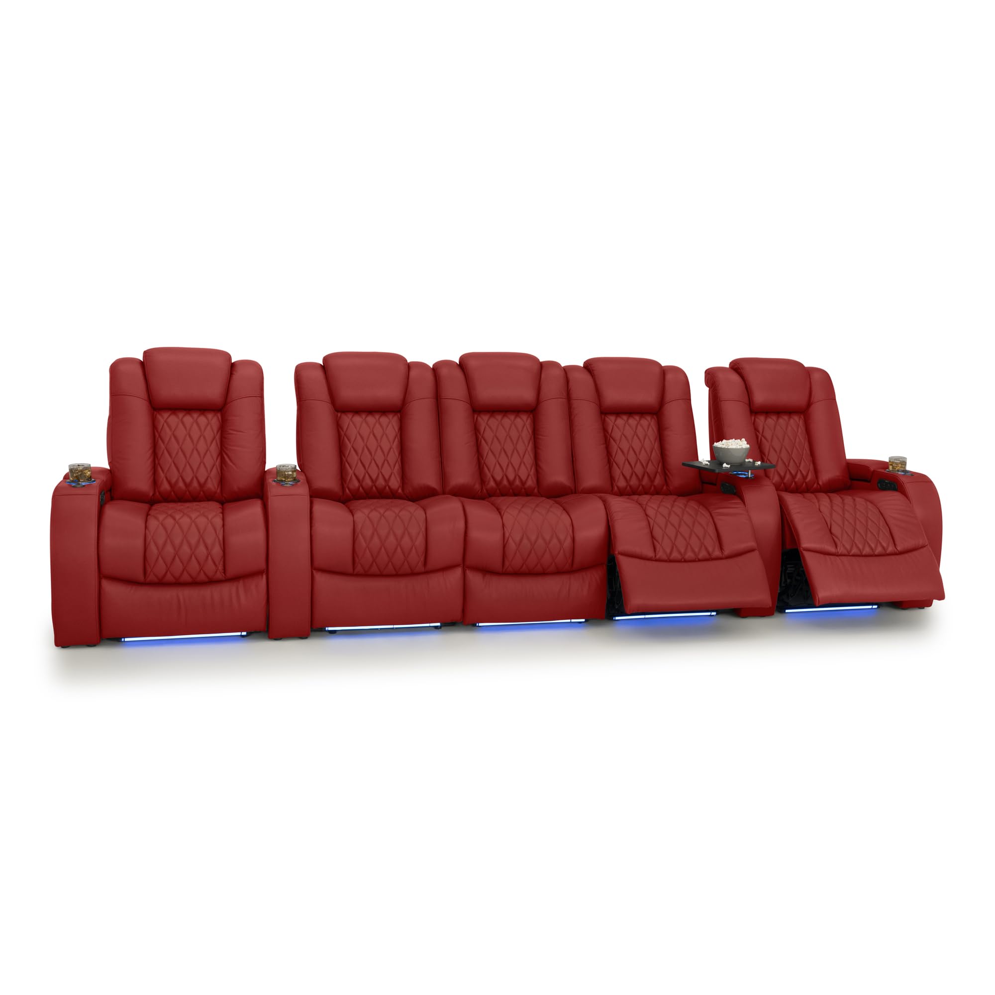 Seatcraft Diamante Home Theater Seating Red Row of 5 Middle Sofa