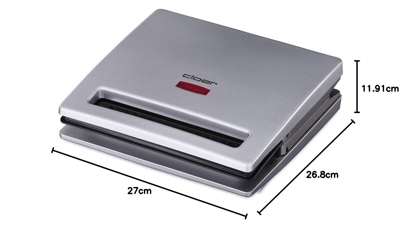 Cloer 6219 Sandwichmaker, 900 W für 2 diagonal geteilte Toasts, optische Fertigmeldung, silber