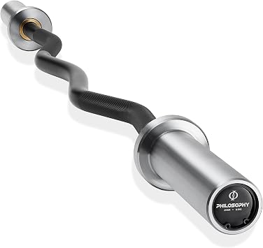 Philosophy Gym 47" EZ Curl Olympic Barbell - 400LB Capacity 4 Needle Bearing 2" Weightlifting Bar