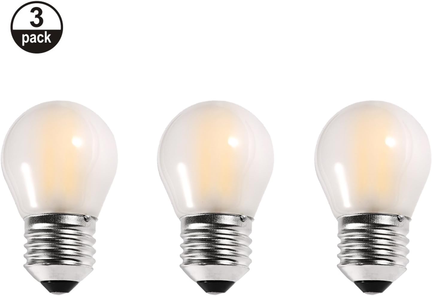 ASELIHGT G45 4W Dimmable Edison Light Bulbs LED,400Lm Golf Ball Light Bulb,E27 Frosted Glass Dimmable 2700K Led Filament Bulbs,Led Bulb G45B-WW-Frosted,Pack of 3 [Energy Class A++]