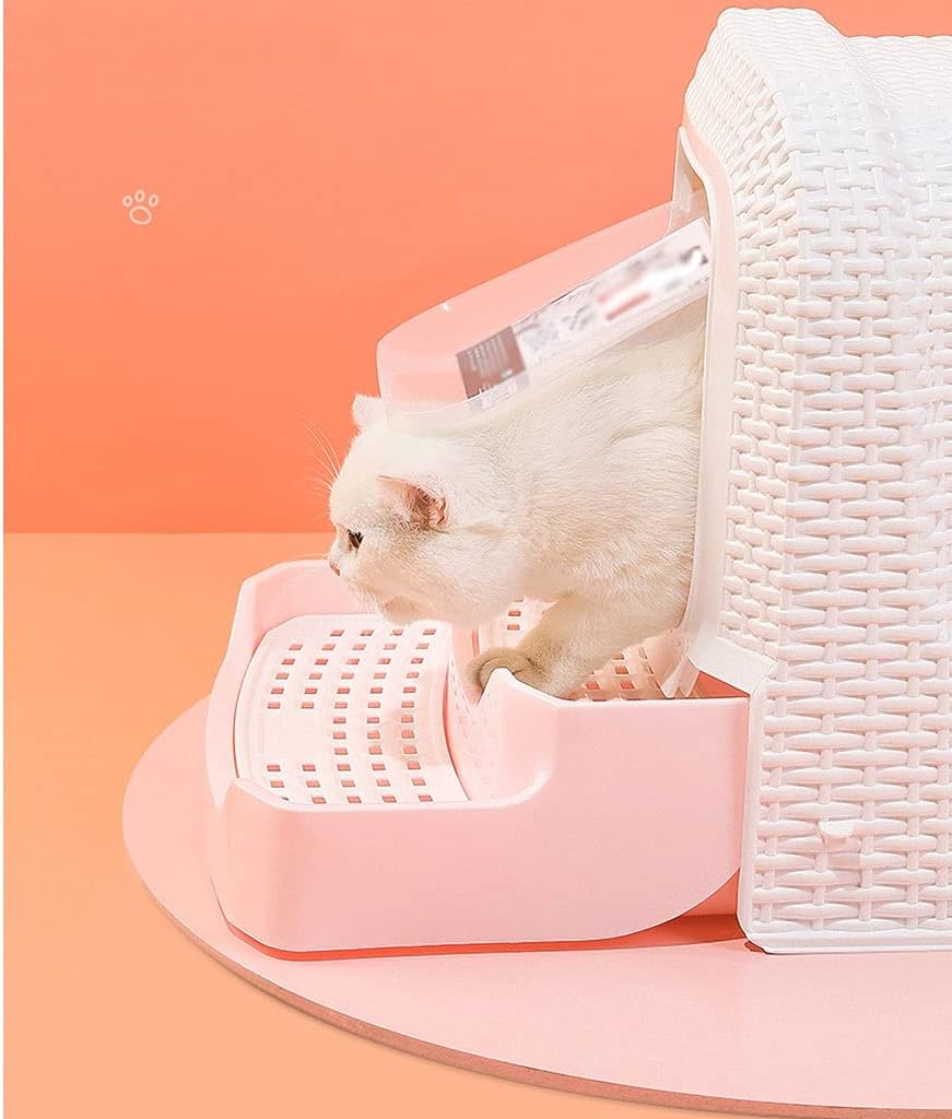 Cat Litter Tray with Handle Design Drawer Type Cat Toilet Fully Enclosed Cat Litter Tray Deodorant Splash-Proof and Easy to Clean Cat Litter Pan (B)