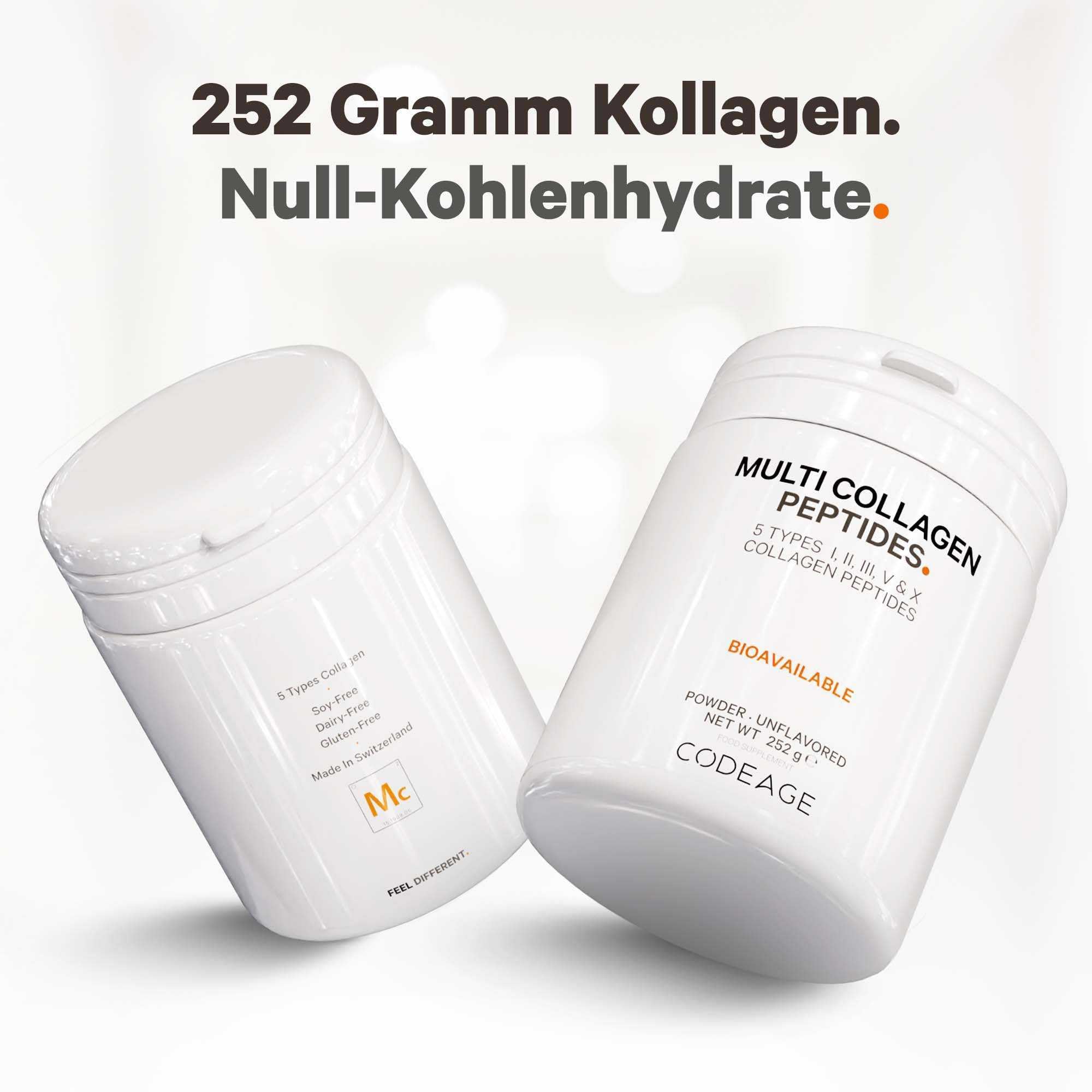 Codeage Multi Kollagen Proteinpulver Peptide, 1-Monatsvorrat, hydrolysiert, Typ I, II, III, V, X, aus Weidehaltung, All-in-One Super Knochenbrühe Kollagen Ergänzung, gentechnikfrei, 252 Gramm
