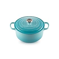 Le Creuset Cocotte rotonda Evolution in ghisa vetrificata con Coperchio, diameter 26 cm, Blu Caribe, 21177261702430