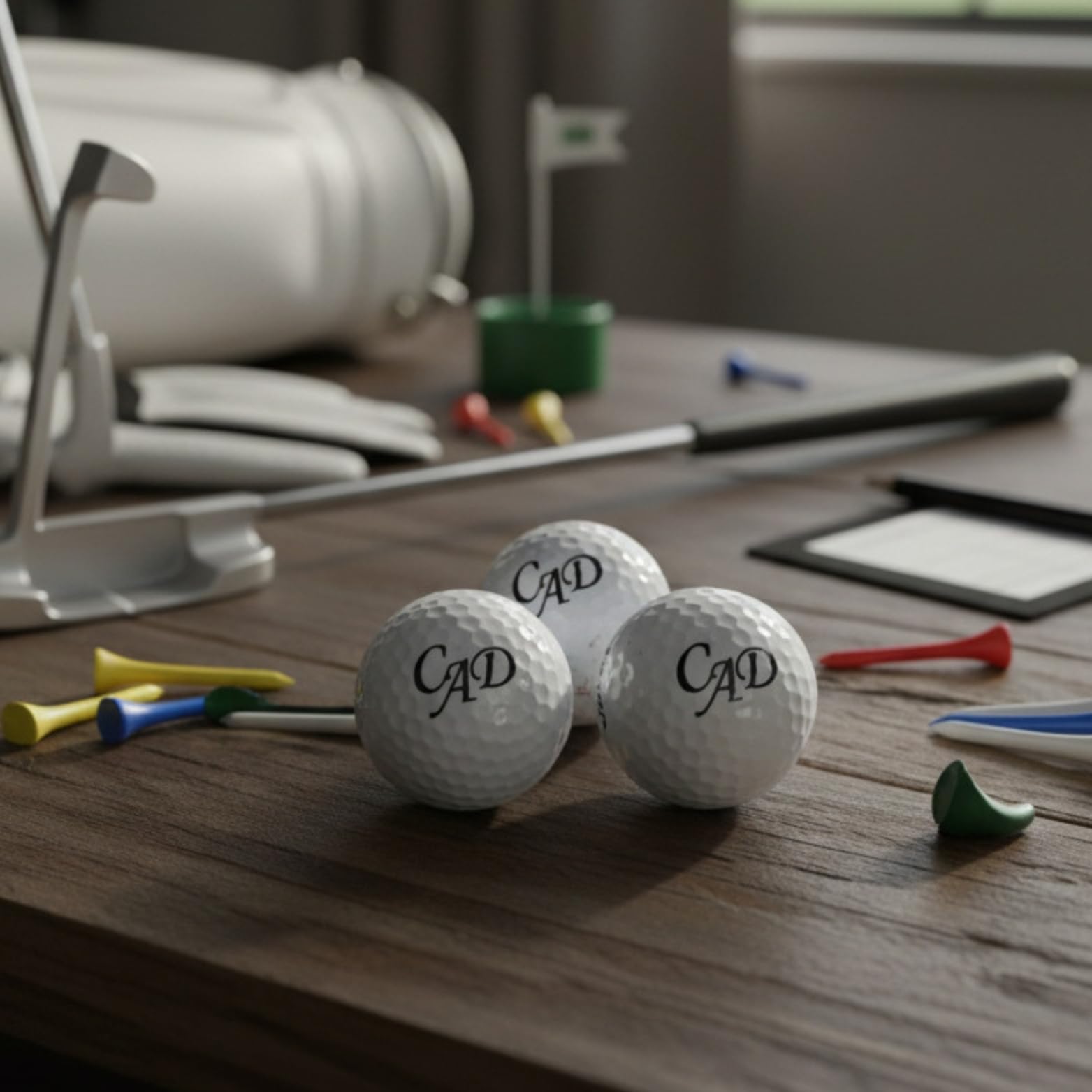 Étui en cuir pour balle de golf avec initiales gravées au laser - Personnalisable - Avec 4 balles de golf Wilson Ultra