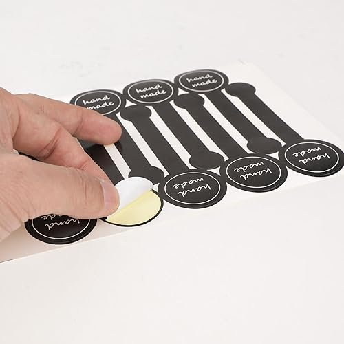 Miniatura 3 de 300 calcomanías hechas a mano para hornear alimentos, autoadhesivas, hechas a mano, calcomanías largas negras para pasteles, calcomanías para bolsas