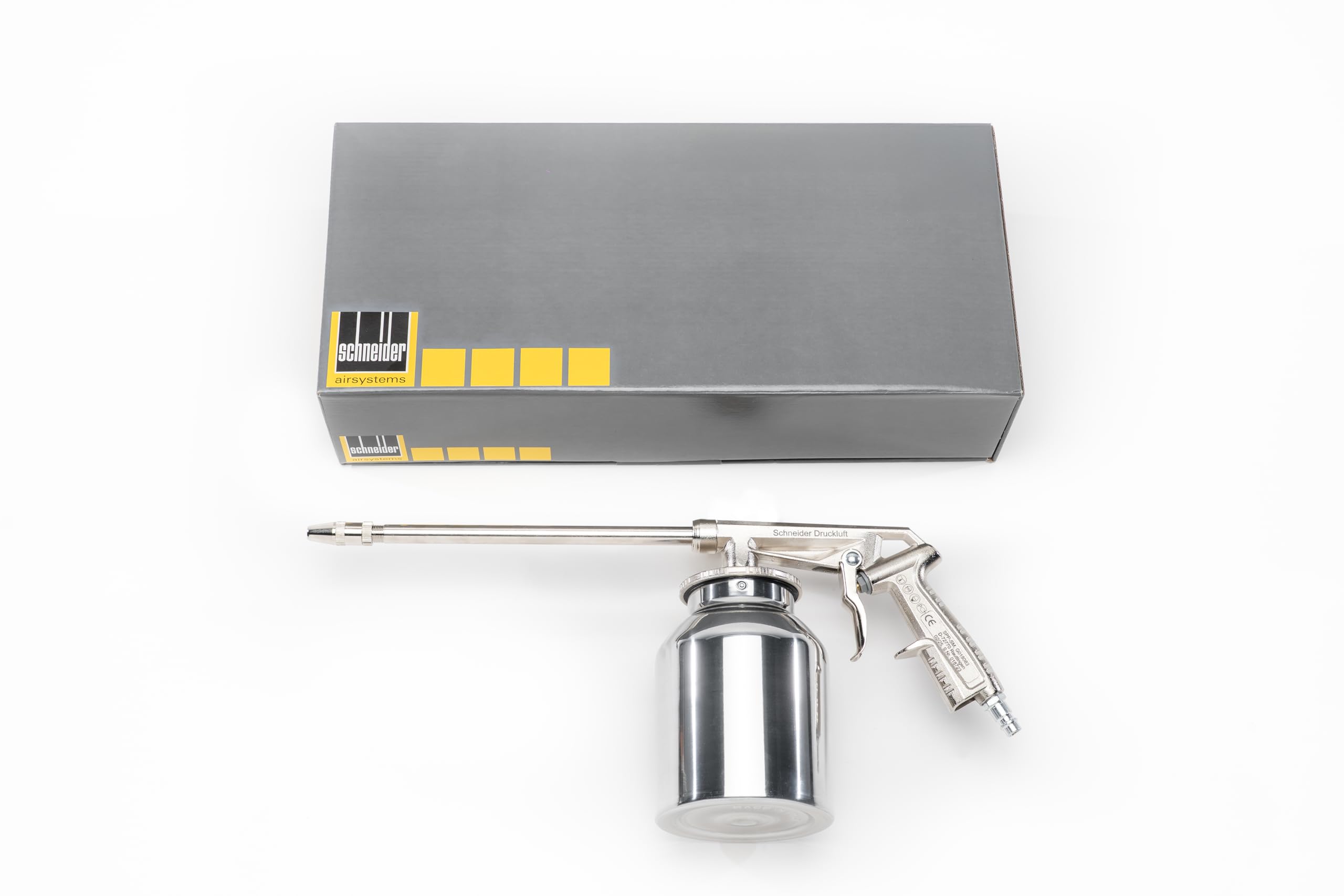 SCHNEIDER SPP-SM Sprühpistole mit 1,0 L Saugbecher, einstellbarem Sprühbild, zum Entfetten, Einölen und Desinfizieren, inklusive Bedienungsanleitung