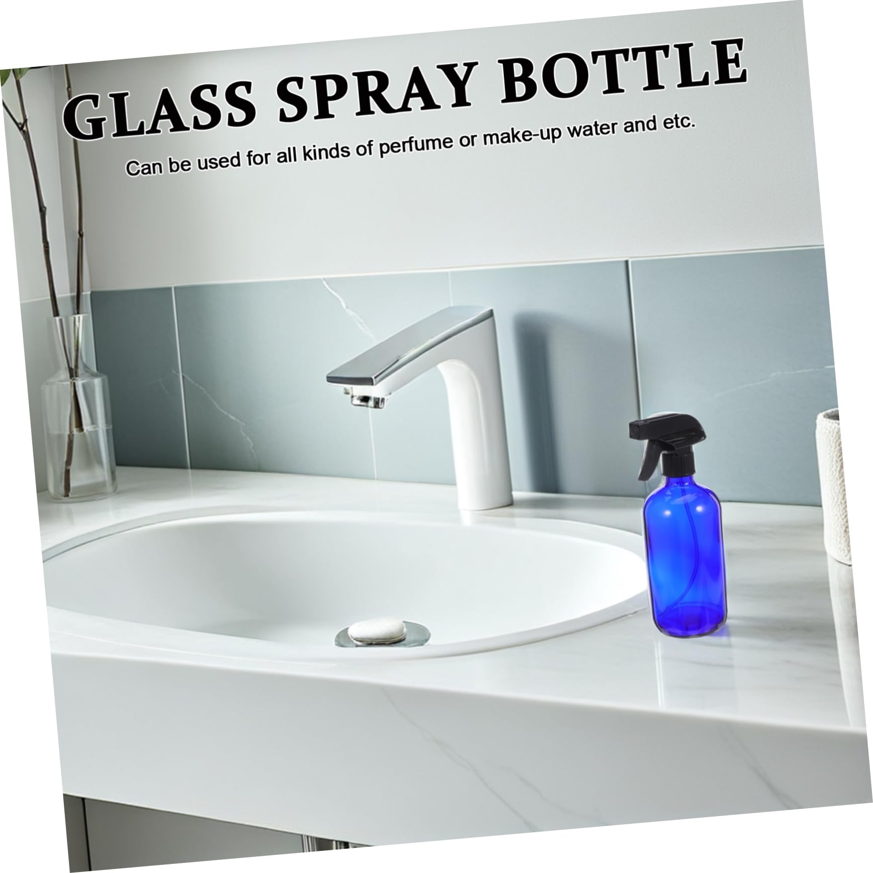 Bottiglia Spray in 500ml Blu, Riutilizzabile | Set 2 Pezzi Pompe e Tappi, per Profumo e Make-up Water, Formato da Viaggio
