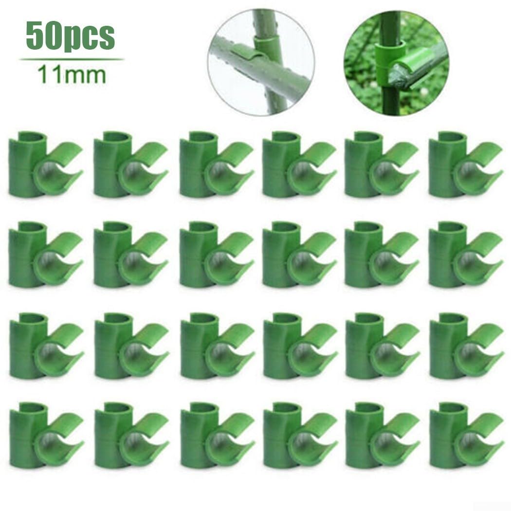 Clip di collegamento per traliccio per piante, 50 pezzi, in plastica, per giardino, serra, fiori (11 mm)