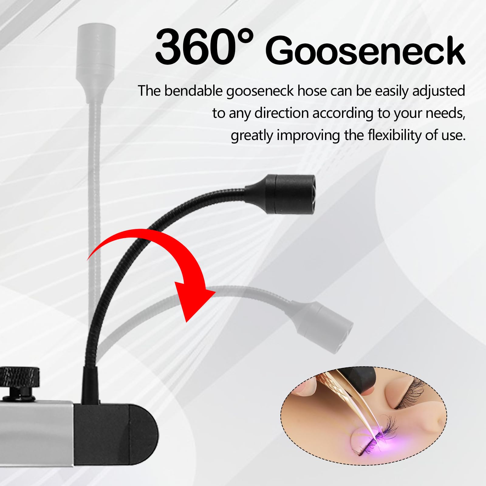Wimpern Lampe, 1.8W Wimpernlampe UV-Licht Handheldnagelheilungslampe für Lichthärtenden Wimpernlicht für Wimpernverlängerungen mit Fußschalter Pinzetten Schwanenhals 1-3 Sekunden Ausgehärtet