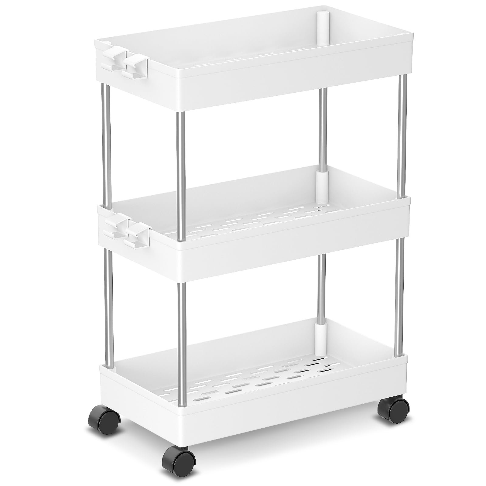Carrello Portaoggetti a 3 Ripiani, Carrellino Cucina Salvaspazio a Ruote, carrello scorrevole, Scaffale alto e Stretto per cucina, bagno, lavanderia, camera da letto, spazi stretti, 60 x 40 x 22 cm