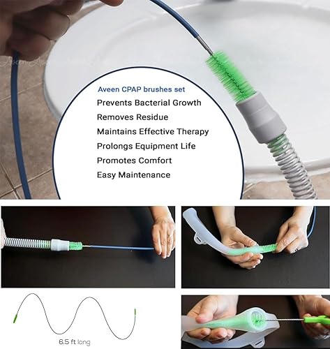 Miniatura 2 de Paquete de funda de manguera CPAP de 6 pies con 4 clips de sujeción y cepillos de limpieza de tubo CPAP y máscara, cepillos de limpieza CPAP