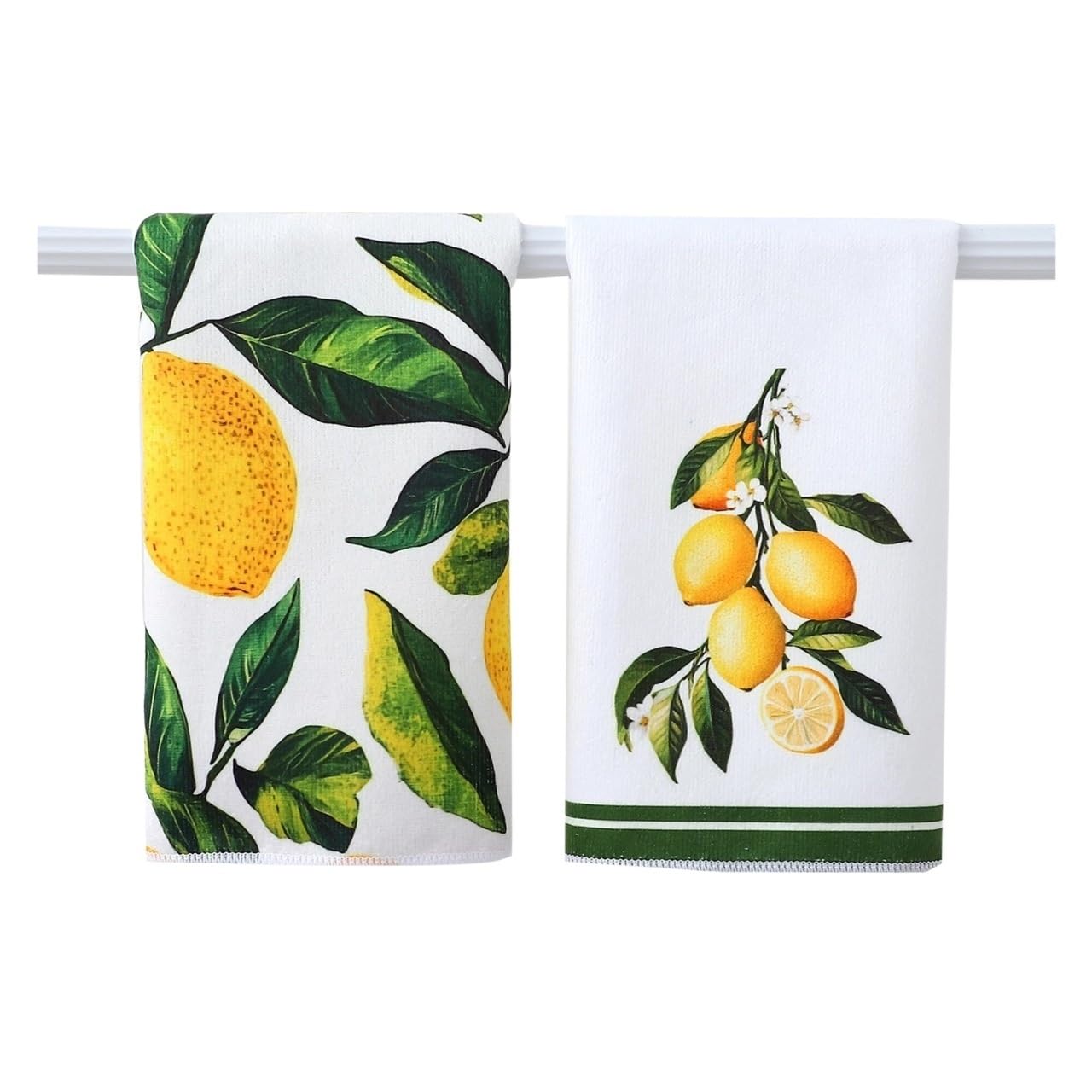 Jobaojiang Lemon Print Kitchen Dish Towel Absorbent Kitchen Towels Dish Cloth For Spring Summer Kitchen Cooking Cleaning Decor(2pcs set)