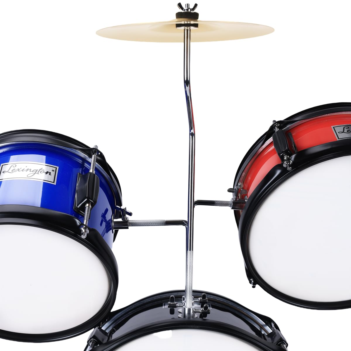 Kinder Schlagzeug Set für Anfänger, von 3-9 Jahren, 14" 3 PC Junior Drum Schlagzeug Kit mit Snare, Tom, Bass Drum, Pedal, Throne, Becken, Drumsticks und Stille Matten(rot, blau, schwarz)