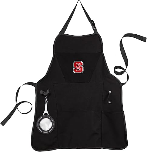 Team Sports America Delantal de parrilla negro Colligiate para exteriores Universidad Estatal de Carolina del Norte Hecho de algodón duradero