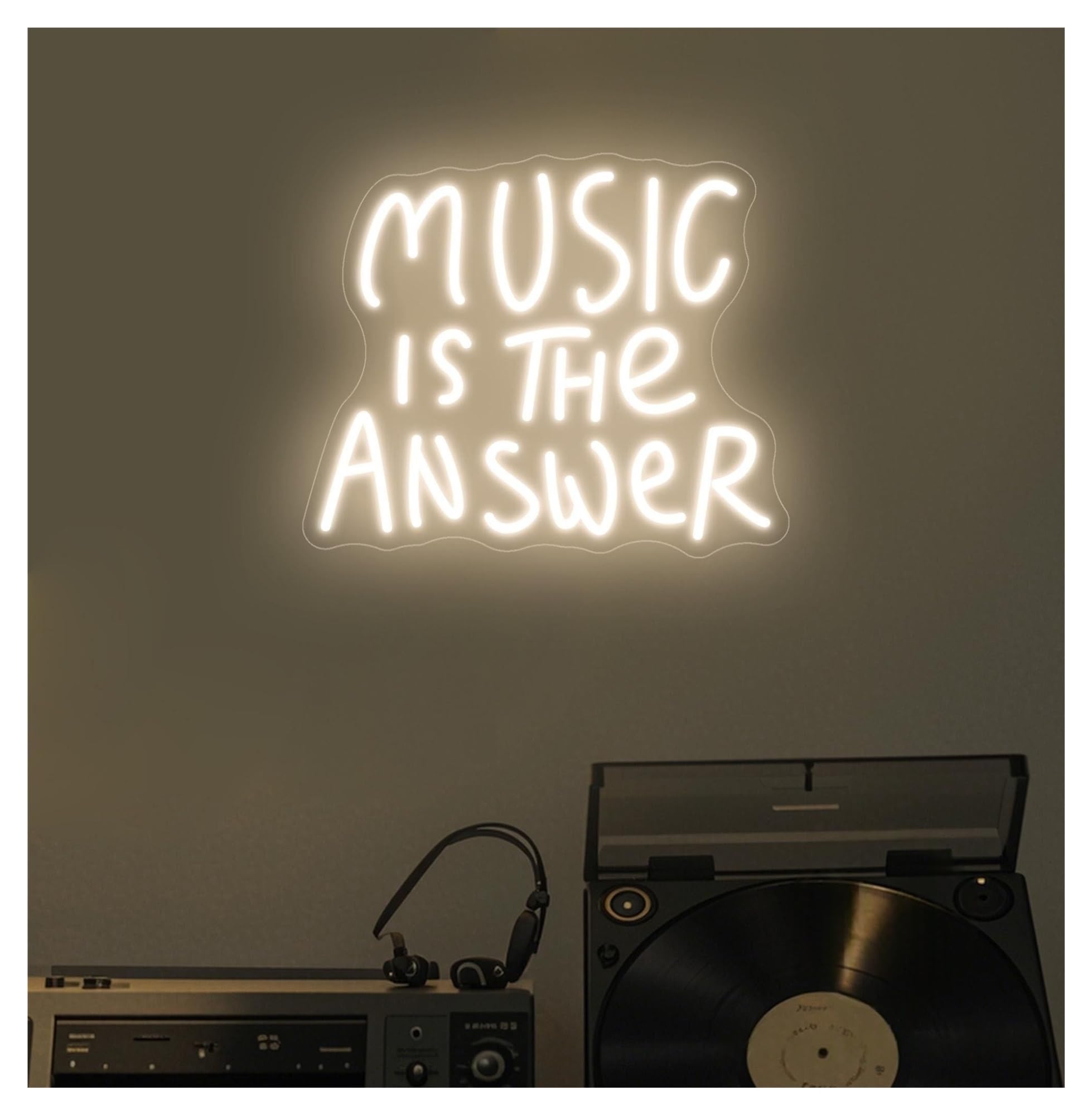 Shouxi A Sign Lamp Music Is The Nswer Neon Sign, Wall, Bar Nightclub Studio Bedroom Decor 40.6Cm(A)