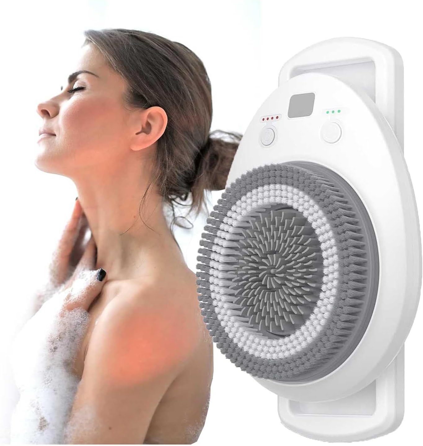 Wall Mounted Hands Free Back Scrubber, 360° Automatic Back Scrubber, 3-Speed Adjustment, Easing Fatigued, Shower Massaging Solution for Men Women