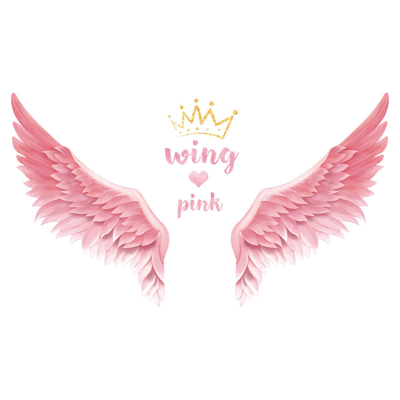 Mwpqbd Christmas Gift Pink Angel Wings Crown Wall Paste Girls Bedroom Bed Side Background Wall Decoration PVC Sticker 47.2 * 26.8