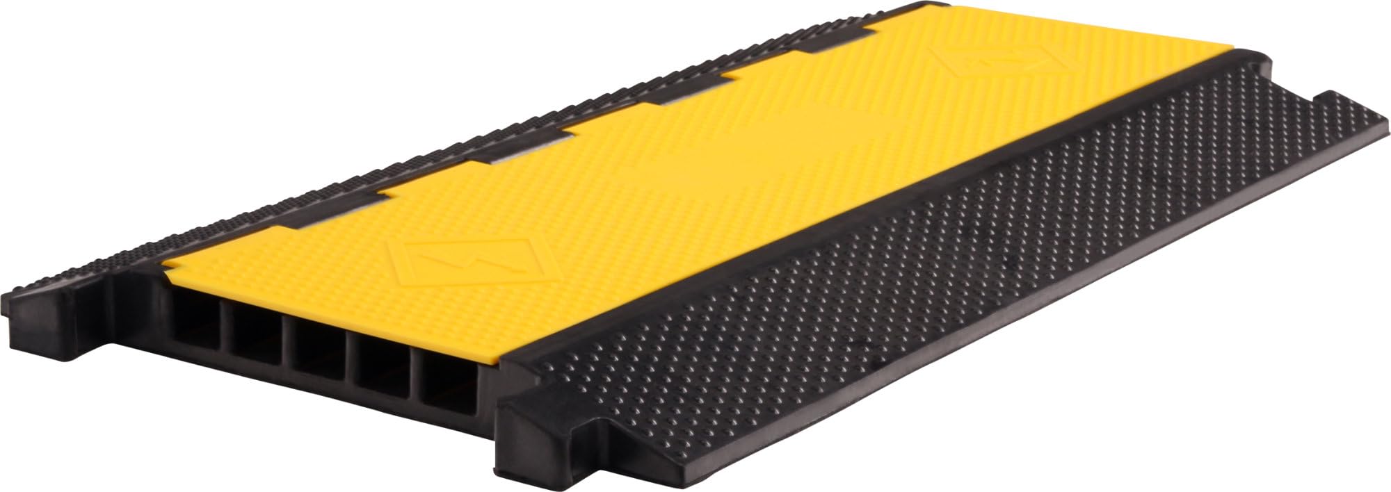 Pronomic Protector 5-90L Kabelbrücke 5-Kanal mit Steckverbindung 90 x 49 x 4,5 cm - Kabelkanal aus Kunststoff für Versanstaltungen - Kabel Überfahrschutz für Boden - Schwarz/Gelb