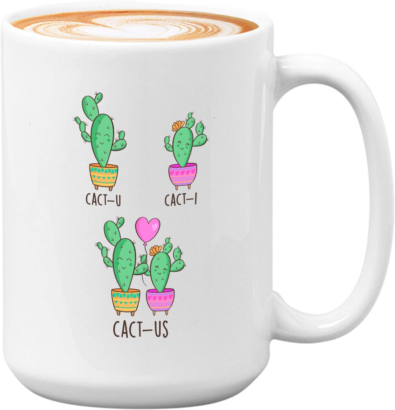 Bubble Hugs Valentine's Coffee Mug - Cact-U, Cact-I, Cact-Us - Engagement Anniversary Couple Wedding Partner for Fiance Boyfriend Girlfriend 15oz Black