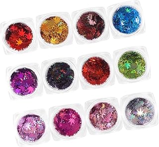 minkissy 12 Peças Lantejoulas Holográficas Para Unhas DIY Lantejoulas Para Unhas Manicure Nail Art Maple Leaf Manicure Decoração Glitter Lantejoulas Para Unhas Adesivos Para Nail Art Nail