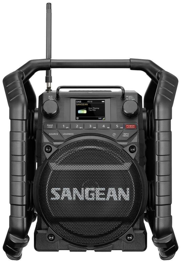 Sangean U-4X Radio de Chantier Dab+, FM Bluetooth, USB, AUX, NFC Rechargeable, étanche, Antichoc, Anti-poussière, NFC