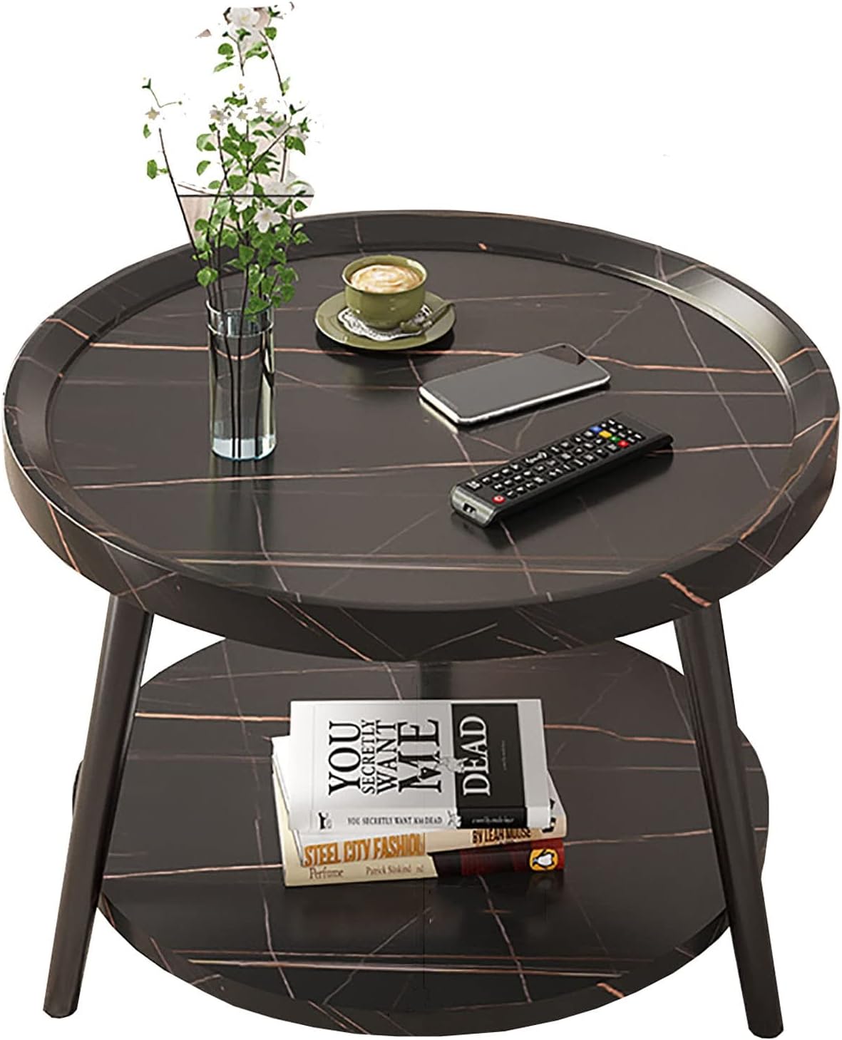 Round Coffee Table, Modern Simple Double-Layer Sofa Side Table/Bedside Table, Corner Table in Balcony Living Room, Tea Table (Color : C, Size : 40cm)