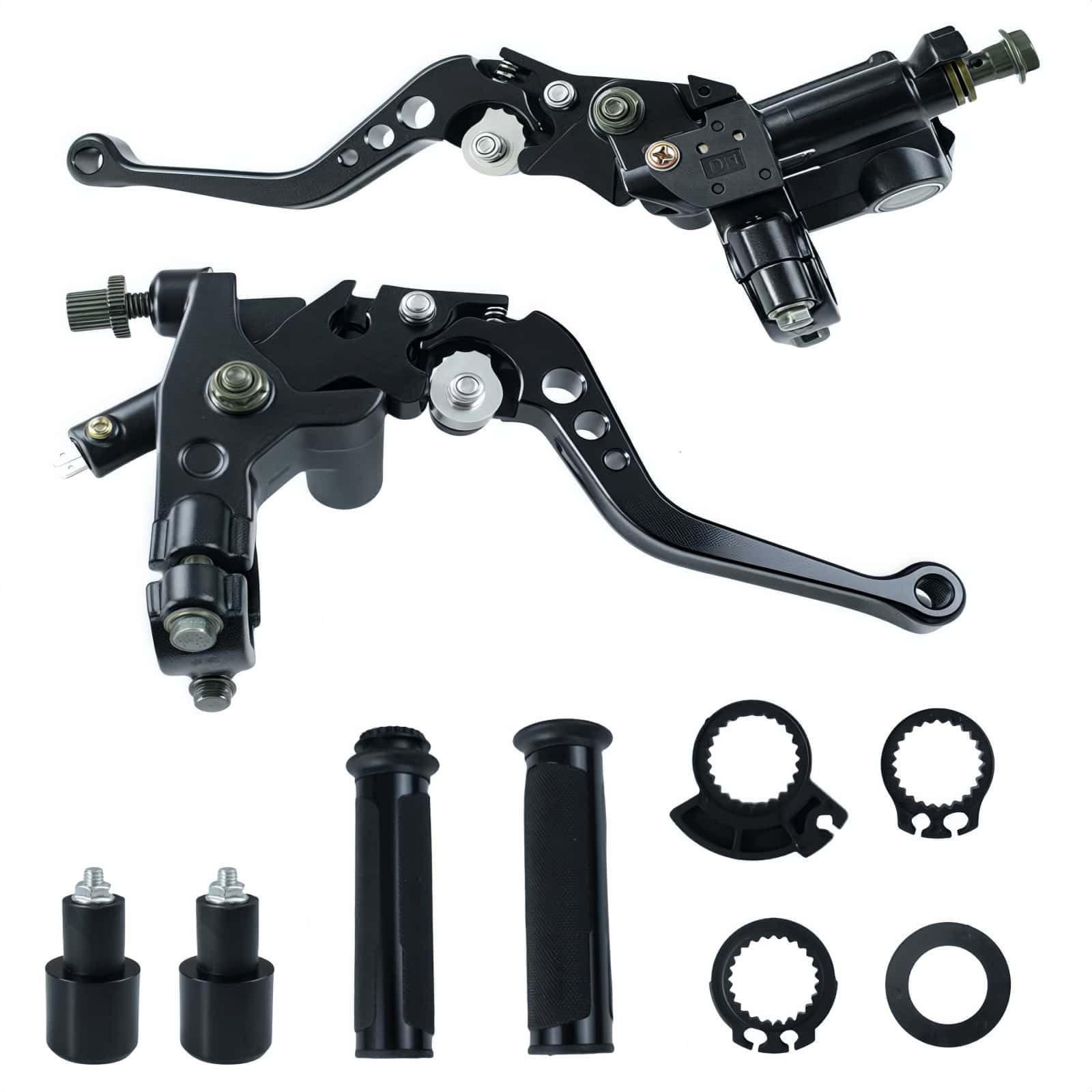 Trkimal Black Motorcycle Brake And Clutch Lever Master Cylinder Reservoir Levers 7/8"(22Mm) Universal Handlebar Brake Set (Black)