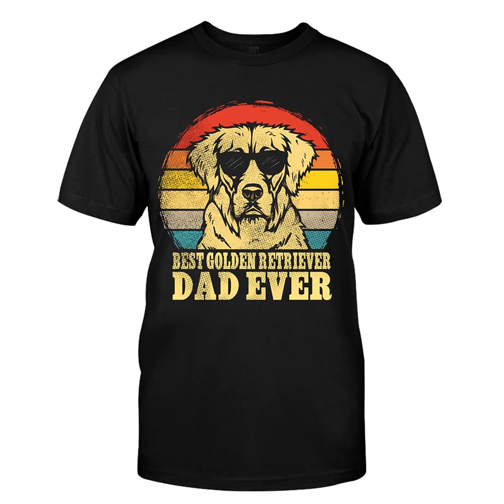 SamCrafts Best Golden Retriever Dad - Dad Shirt, dad Tshirts, Funny t Shirts for Men, dad Gifts from Son, dad Gifts from Daughter
