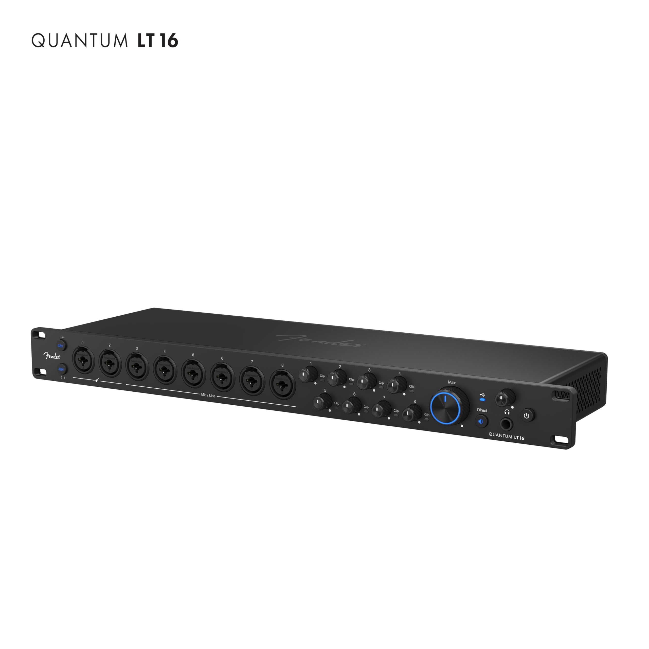 Fender Quantum LT 16 | Interfaz de audio USB-C de 8 salidas para producción musical, ocho preamplificadores de micrófono MAX-HD, 14 entradas de línea, controladores de baja latencia, loopback, salidas