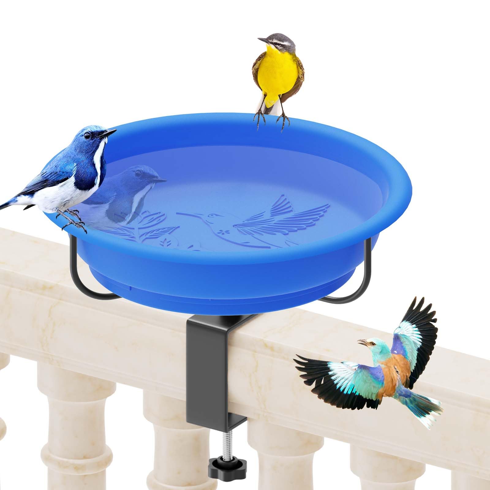 Beheizte Vogeltränke für den Außenbereich, Winter, 100 W, thermostatisch gesteuert, beheizte Vogeltränke, verstellbare Metallklemme für Deckgeländer, wasserbeheizte Vogeltränke für Außenbereich