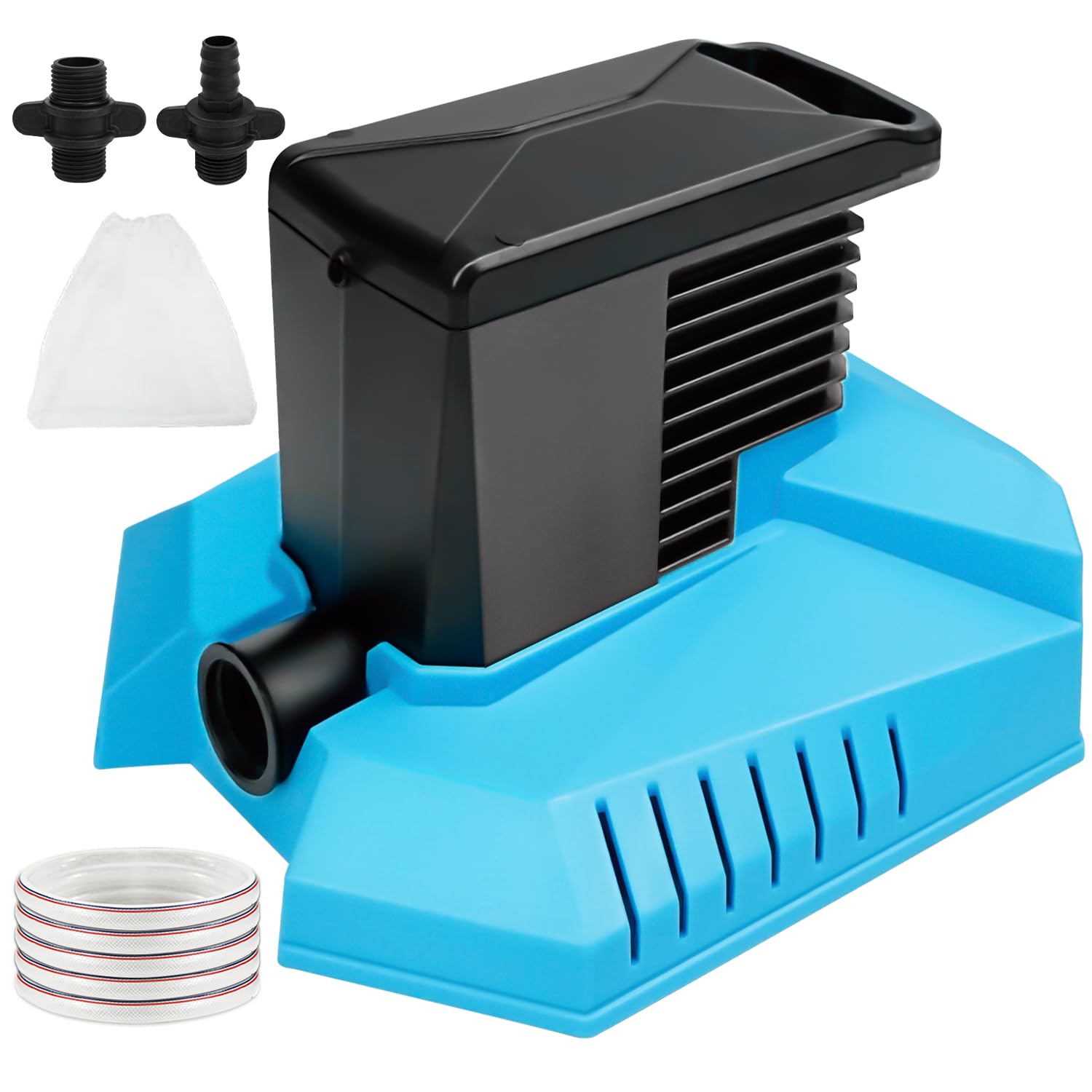 JANZ Automatic Pool Cover Pump Above Ground 1600 GPH Max Flow, Submersible Water Pump with 2 Hose Adapters,16 FT Drainage Hose Kit and Pump Barrier Bag