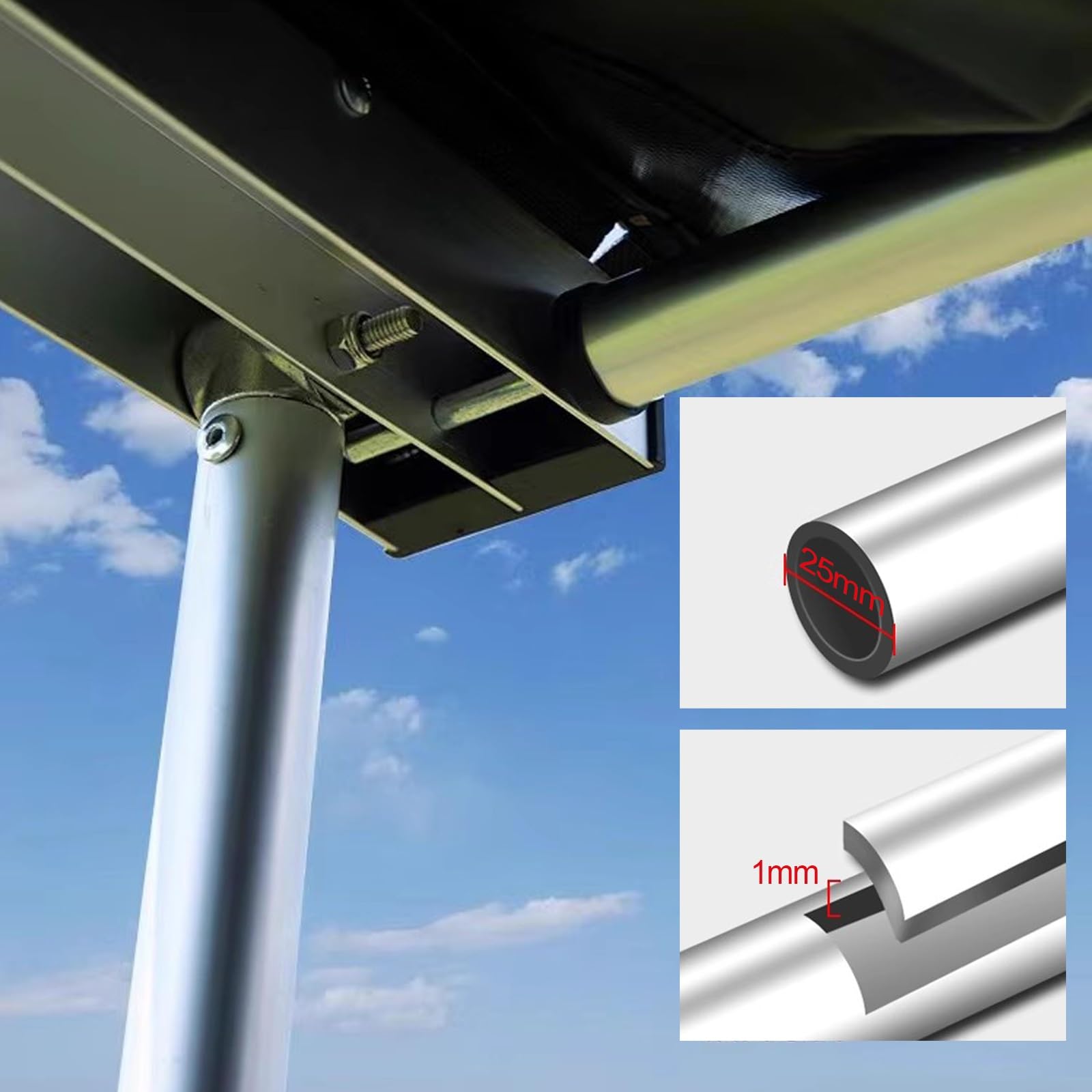 Tendalino Auto con Guscio in Lega di Alluminio, Tendalino Laterale per Auto con Protezione da Sole e Pioggia, per Camper, Tende 4x4 e SUV, UPF≥50+, PU≥4000+(Silver,160x250cm)