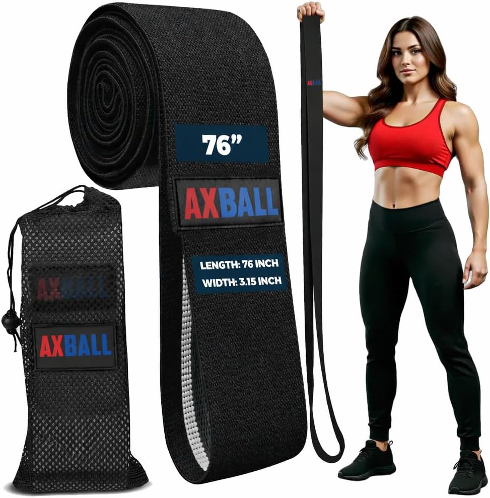 76 Inches Long Heavy Fabric Resistance Bands for Women and Men - Non-Slip, Durable Exercise Bands for Stretching, Yoga, Home Fitness