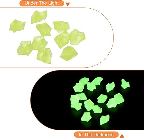 Miniatura 4 de MECCANIXITY 300 piedras brillantes de 8 a 0.394 in brillantes para decoración en la oscuridad, piedras luminosas, decoración de bricolaje amarillo