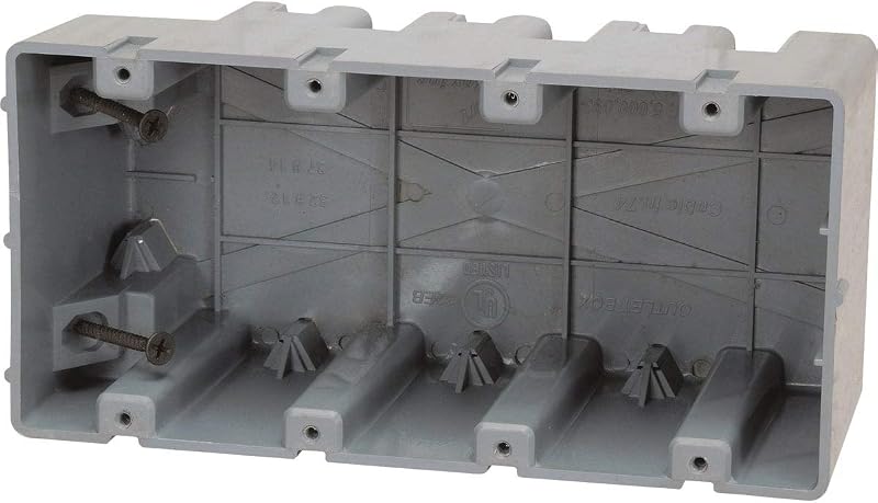 MSB4G Four Gang Device Box with Depth Adjustable; Heavy Duty 42lb ; Gray