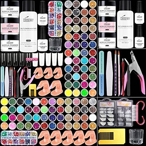 Cooserry 48 Colors Acrylic Nail Kit with Acrylic Monomer -