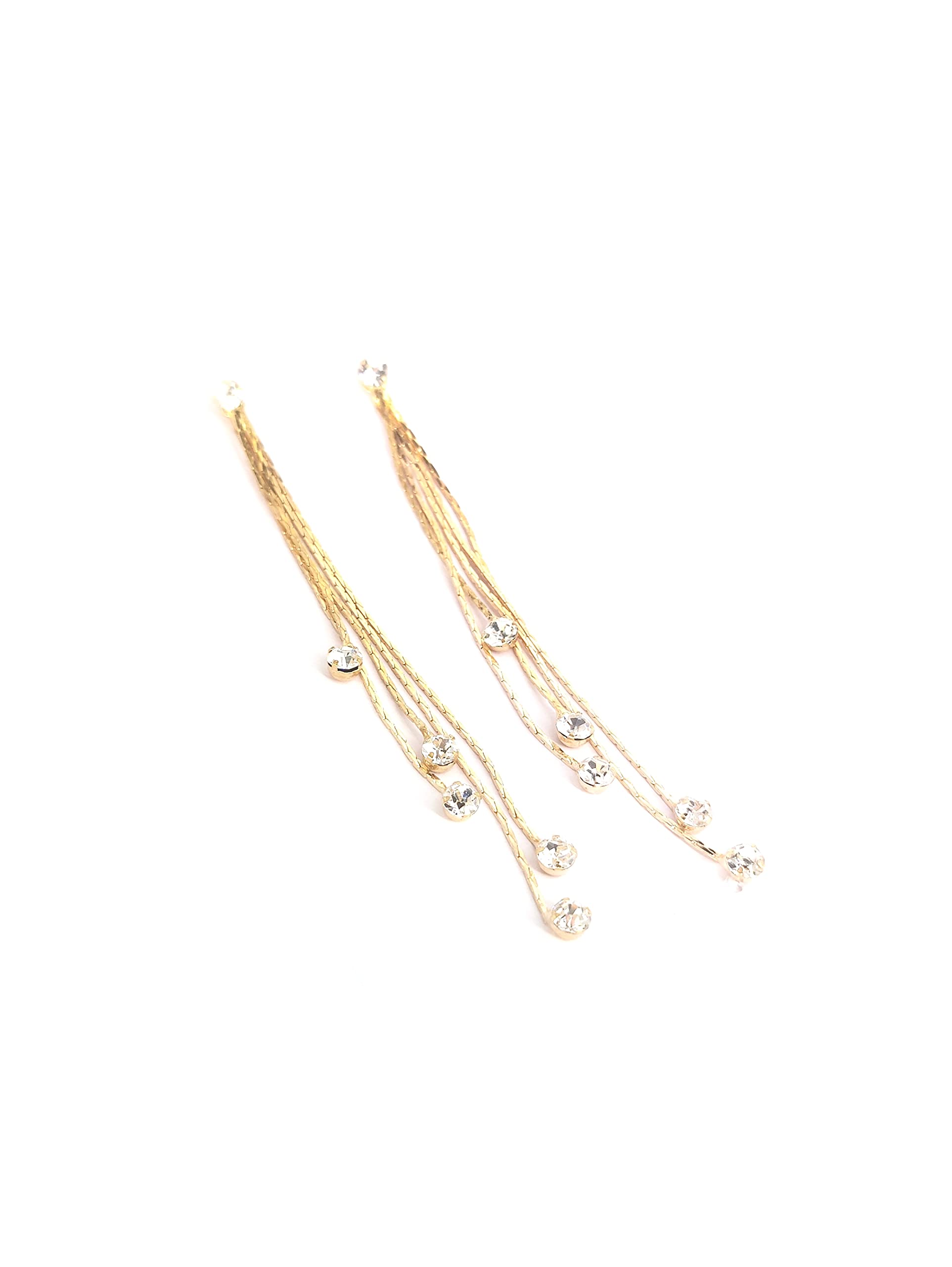 Maverick Fashion 2 top 3 Strings of Tassel Earrings Long Diamond Earrings (Gold) (B09MSPW6BK) Amazon Price History, Amazon Price Tracker