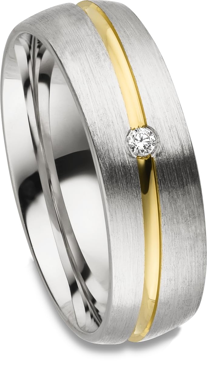 Kolibri Rings Eheringe Set Paarpreis | 925 Silber Gelb Vergoldet mit Zirkonia | Made in Germany: Damenring + Herrenring 5,5 mm Längsmatt + Gratis Gravur & Etui