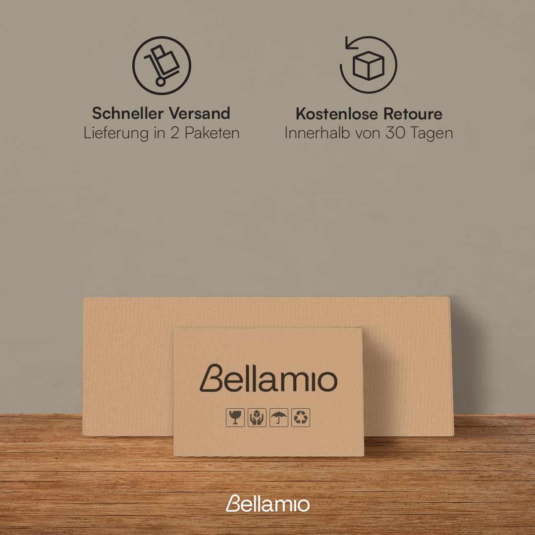 Bellamio Luvua Kommode mit 6 Fächern – Sideboard in schwarz mit Eichen-Front – Lowboard mit 3 Türen – Aufbewahrungskommode für Wohnzimmer, Schlafzimmer, Flur – Holz Schrank 80 x 40 x 135 cm (HxTxB)
