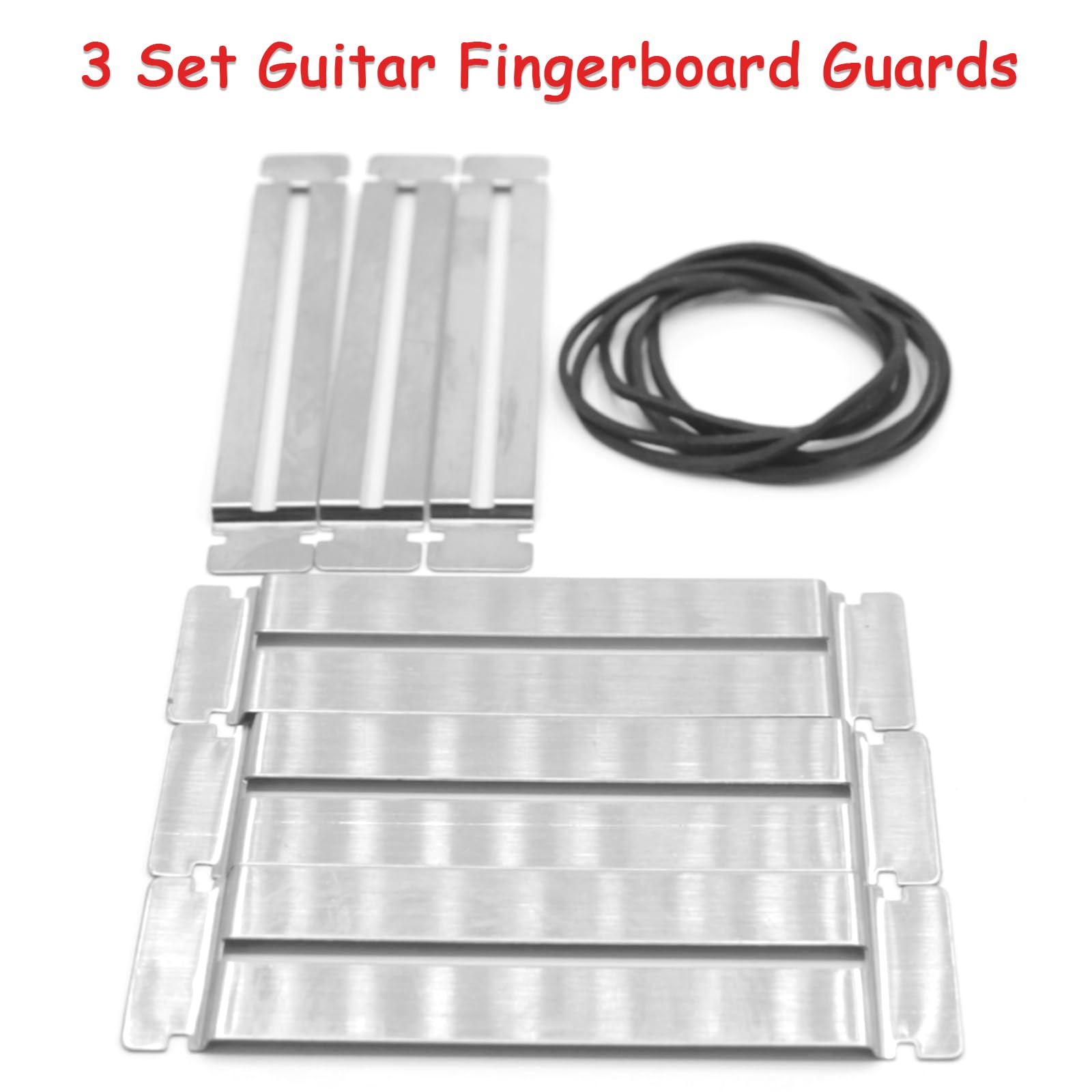 CashBeat 3 Set Guitar Fingerboard Guards - Stainless Steel Fretboard Protectors, Luthier Tools for Bass & Acoustic Guitars, Precision Fret Dressing & Polishing