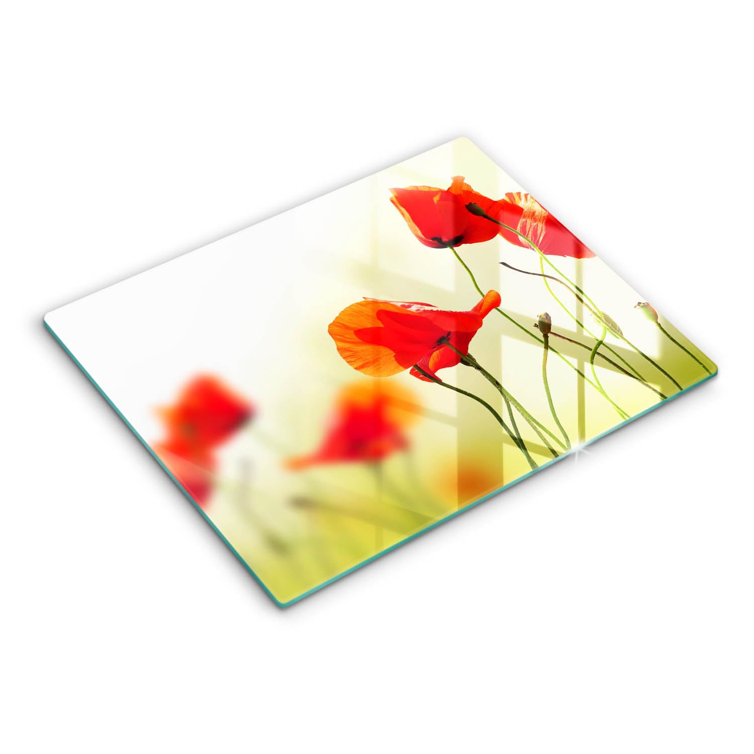 Planche à découper induction en verre trempé haute résistance fleurs