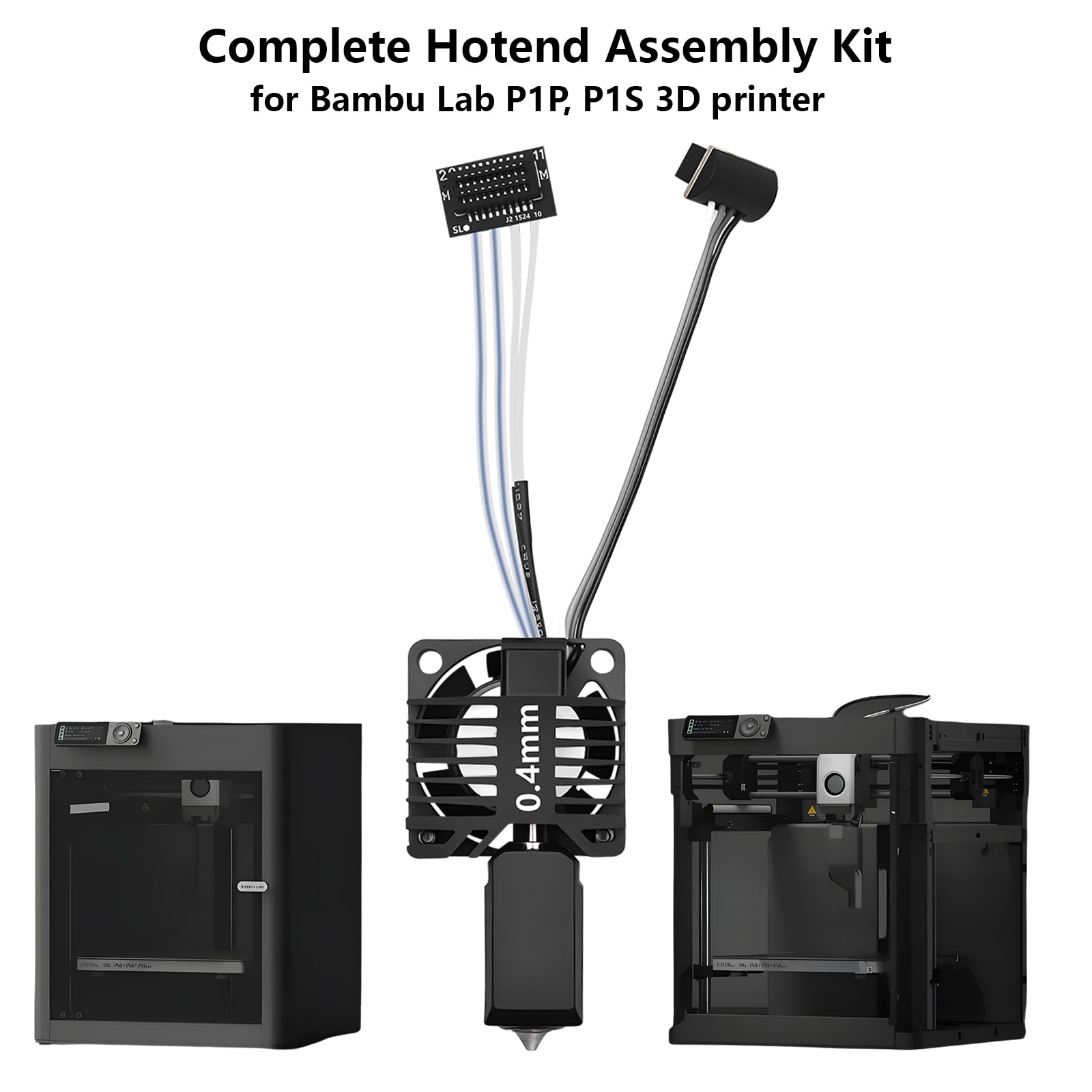 Kit complet Hotend P1S P1P, tête d'impression Hot End complète avec chauffage en céramique, thermistor, buse en acier durcie de 0,4 mm, Hotend de rechange pour imprimante 3D Bambu Lab série P1
