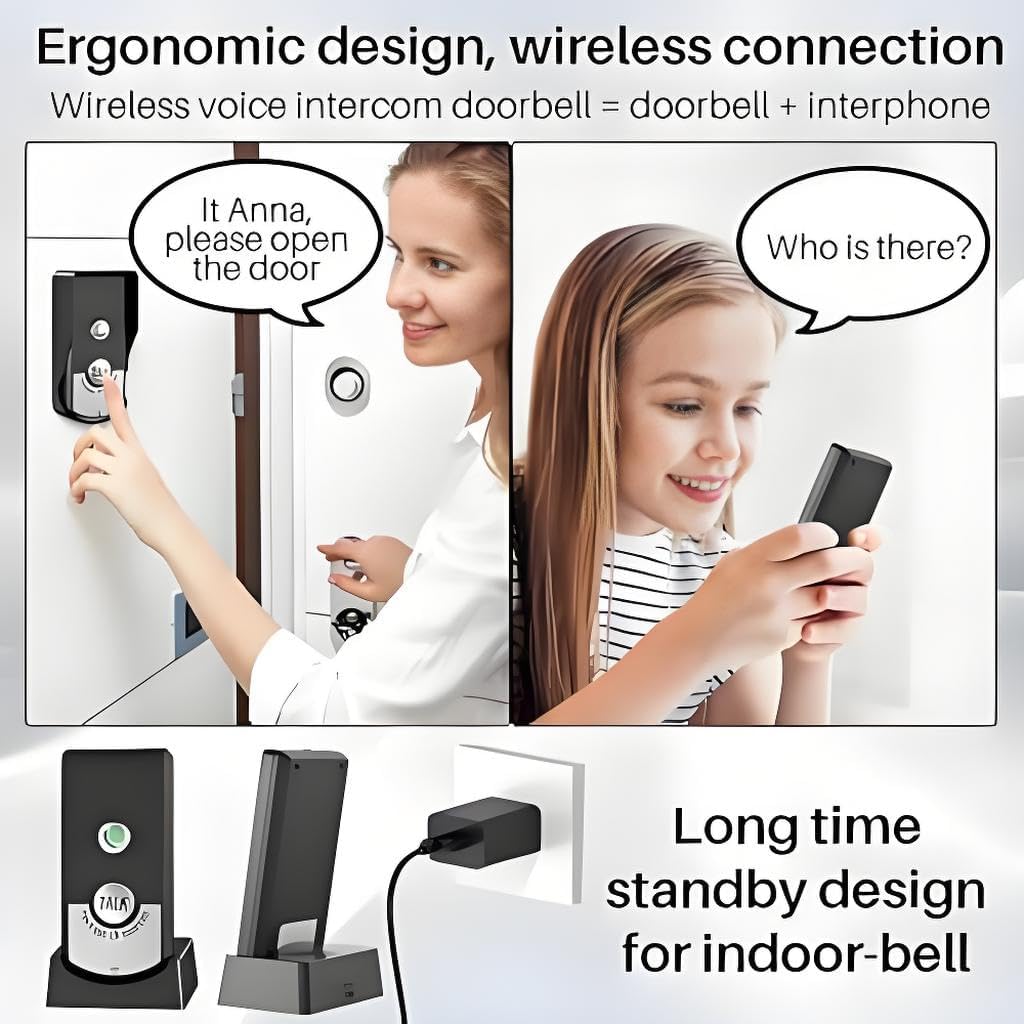 2-Way Wireless Intercom Doorbell System 1000m (3280ft) Super Long Range Intercom System Indoor Outdoor for House Office Room to Room Communication
