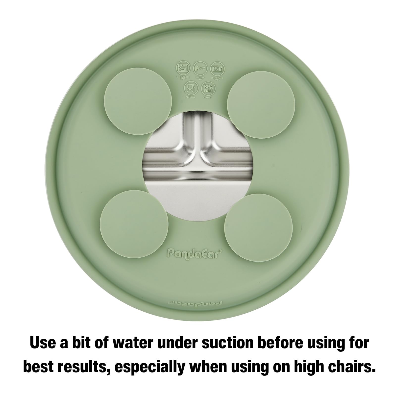 PandaEar Assiettes en Acier Inoxydable avec Suction pour Bébé, Lot de 3, Assiette Divisée pour Enfants, Set de Repas Antidérapant (Bleu)