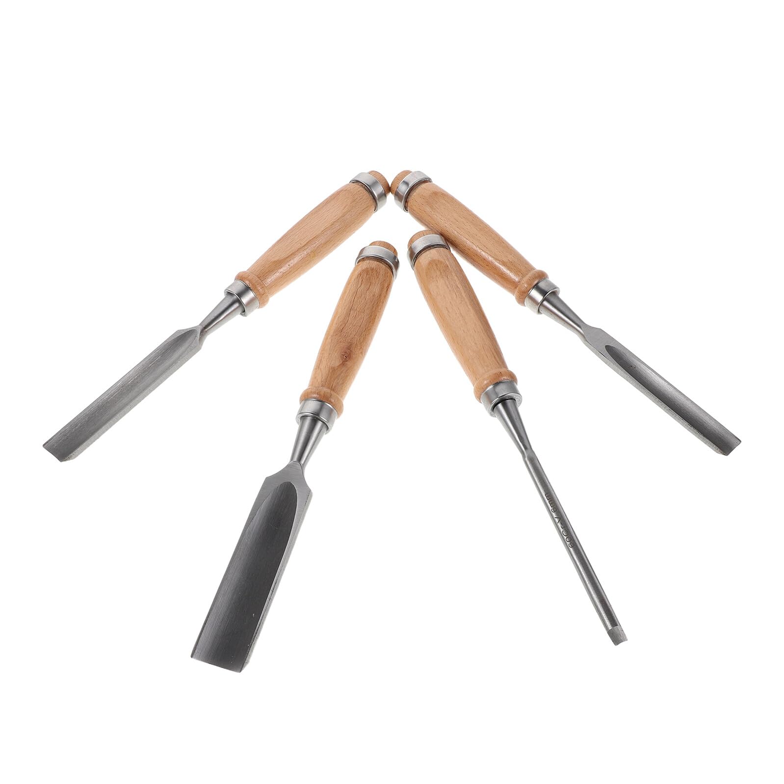 Set da 4 Scalpelli per Legno Lame Semi-rotonde in Acciaio Resistenti 6/12/18/24 Mm Manico Ergonomico in Legno Kit Multifunzione per Intaglio Fai da Te e Professionale