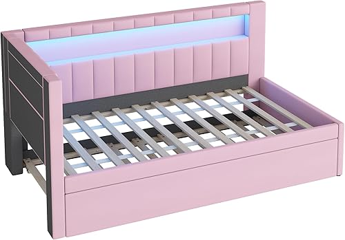 Miniatura 9 de DaiNNCN Cama de tamaño matrimonial con cajones de almacenamiento y estanterías en forma de L marco resistente de madera de pino maciza color gris