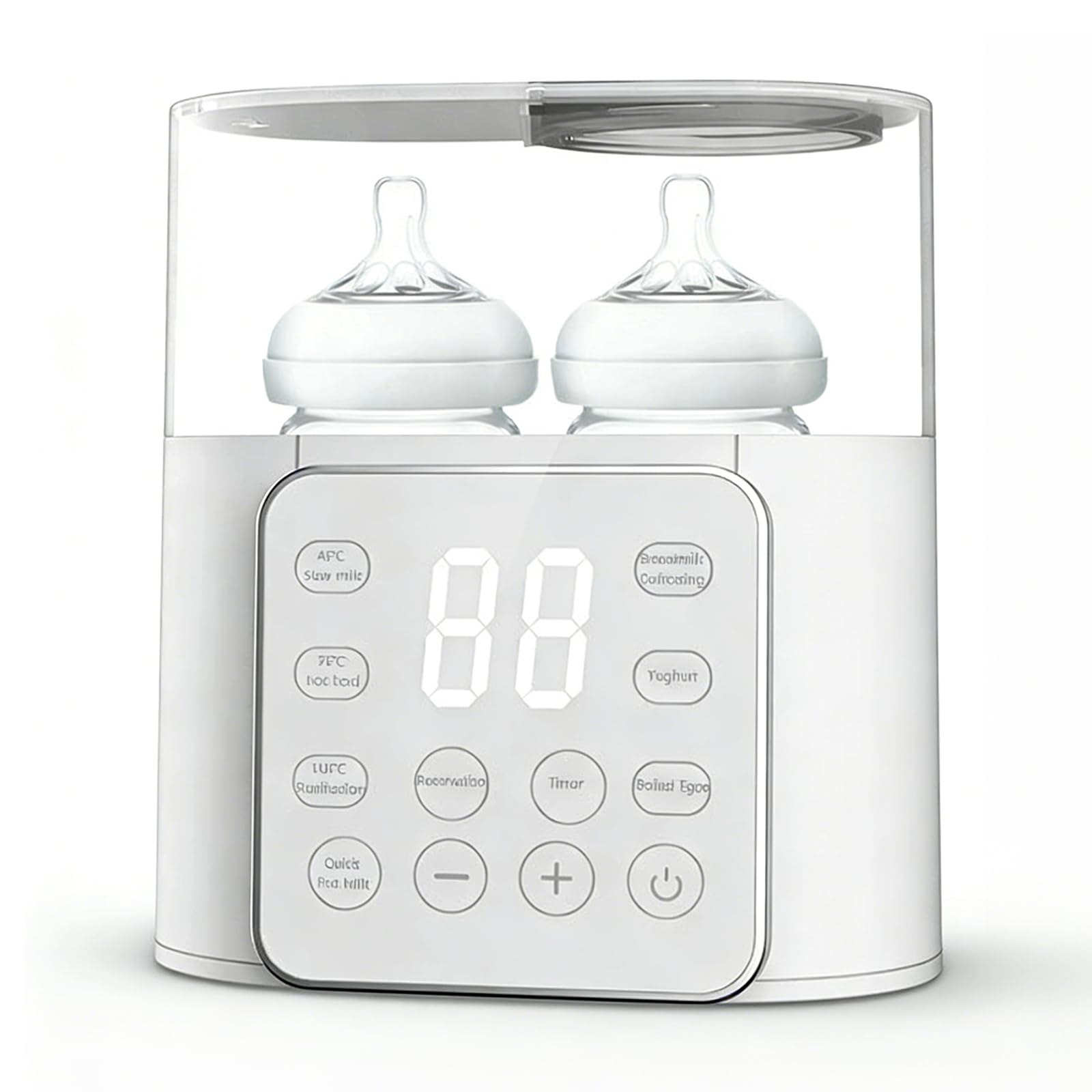 NCONCO Scaldabiberon portatile,Rapido 9-in-1 2 biberon con Sterilizzatore e Timer Scongelamento scaldapappe Controllo intelligente della temperatura e display LCD Senza BPA(Biancocrema)