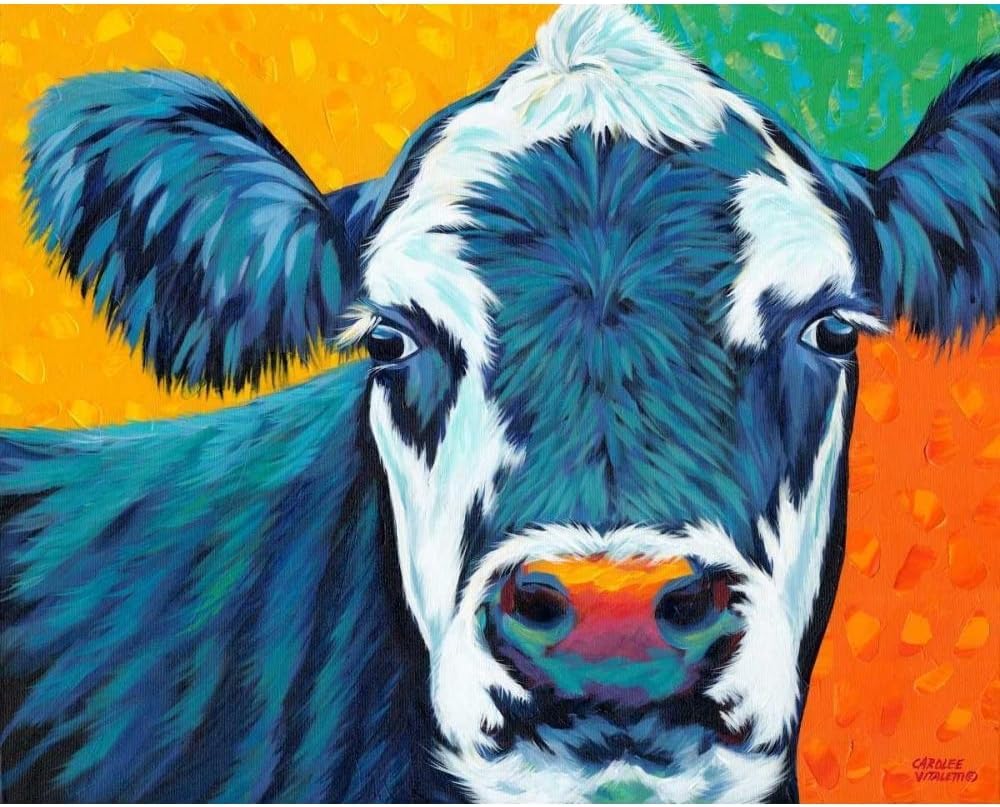 ArtDirect Colorful Country Cows I Unframed Art Print Giclee Poster by Vitaletti, Carolee - Ready for Framing with Customization Sizes 10x8, 14x11, 20x16, 30x24, 45x36, and 60x48 Inches